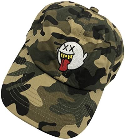 Distressed Boo Mario Ghost Baseball Cap 3D Embroidery Dad Hats Adjustable Snapback (Camo)