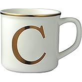 Miicol Ceramic Coffee Mug 16 oz, Monogram Coffee Cup, Golden Initial Tea Mug, Personalized Tea Cup, Unique Gift, Large Mug for Home, Office, Letter C