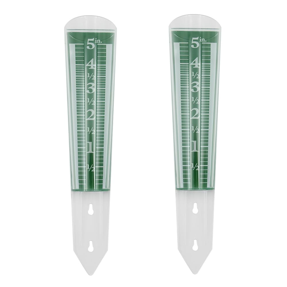 Sarini 2PCS 5 inch Rain Gauge Standing Stake Rain Gauge for Garden Yard Field Lawn