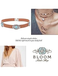 Yfe - Gargantilla bohemia de piel turquesa, estilo bohemio, Talla libre