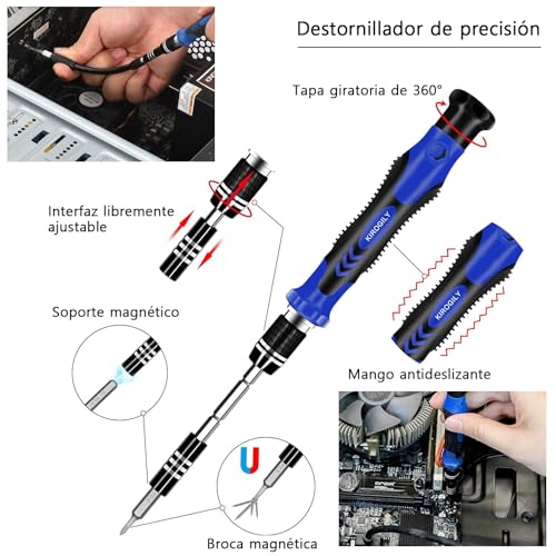 KIROGILY Juego de Desarmadores de Precisión, 142 en 1 kit de Desarmadores, Herramienta Electrónica para lphone, MacBook, Computadora Laptop, PC, Nintendo PS4 Consola, Azul