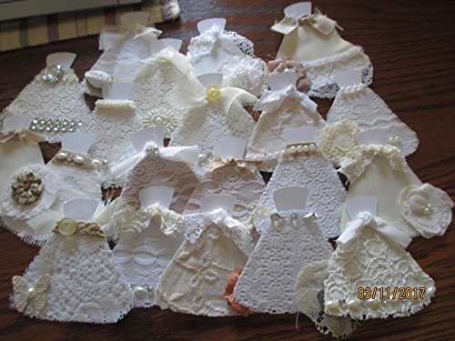 New 10 Shabby Chic Accent Paper Bridal Dresses, Shower Favors, Paper Wedding Dresses, Shabby Chic Dresses