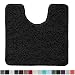 Gorilla Grip Original Shaggy Chenille Oval U-Shape Contoured Mat for Base of Toilet, 22.5x19.5 Size, Machine Wash and Dry, Soft Plush Absorbent Contour Carpet Mats for Bathroom Toilets, Black