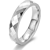 MYNENEY 4mm/6mm Gold Tungsten Faceted Ring for Men Women Couple Rings Bands Comfort Fit Engagement Wedding Bands Size 5-12