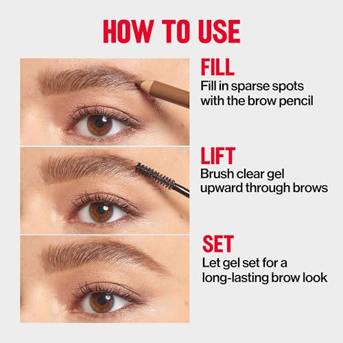 REVLON COLORSTAY BROW FANTASY, ALL IN ONE EYEBROW POWDER PENCIL WITH SHAPING CLEAR GEL, GEL INFUSED WITH PANTHENOL, SMUDGE-PROOF, 16HR VISIBLY FULL BROWS, 004 DARK BROWN