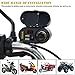 ShinePick 5V/3A Dual USB Charger Socket Waterproof Motorcycle Handlebar & Rear View Mirror Clamp Power Adapter Charger with Cigarette Lighter Socket, Clock and Voltmeter for Phones/Tablets/GPS
