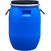 Blue Plastic Barrel with Lid Thicken Emergency Water Barrel Air Tight Design Shipping Barrel 30L 50L 60L 100L 120L Plastic Drum Waterproof/Easy to Clean Storage Barrel for Restaurant(30L)