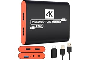 HDMI USB3.0 Capture Card with 4K Pass-Through,1080P 60FPS Audio Video USB-C Capture Card for Windows/Mac Twitch/YouTube/Tikto