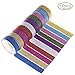 Wode Shop 10 Rolls Glitter Washi Paper Tape, Crafting Sticky Tapes Decorative Masking Adhesive Tape Label for DIY Crafts and Gift, 3 M
