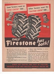 Image of Firestone Tractor Tires Champions Open Traction 1951 Farm Antique Advertisement