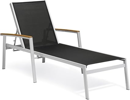 Amazon Com Oxford Garden Travira 2 Piece Aluminum Patio Chaise Lounge Set W Black Sling Tekwood Natural Arm Caps Garden Outdoor