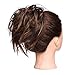 Fluffy Tousled Scrunchie Hair Bun With Elastic Rubber Band Premium Wrap On Hair Extensions Updo Chignon Donut Messy Ponytail Hairpiece Synthetic Wavy For Women(LIght Auburn Mix Dark Brown)