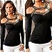 SunWard(TM) Women Printing Long Sleeve T-shirt (Small, White) (Large, Black)