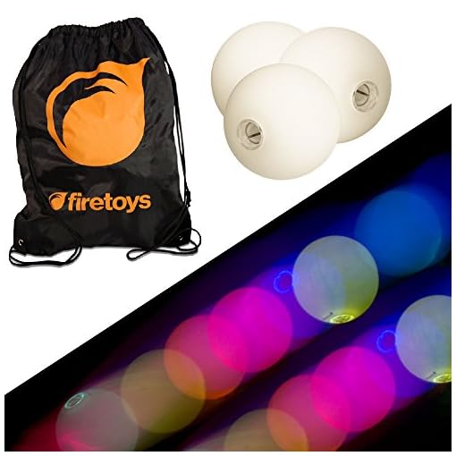 Glow Juggling Ball Set - 3X Slow Fade LED Juggling Balls & Firetoys Bag