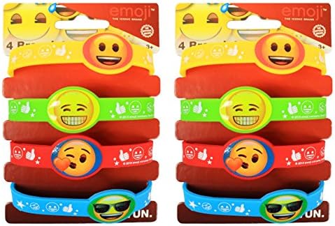 Emoji Party Pack ~ 4 CT Emoji Bracelets (2 Pack)