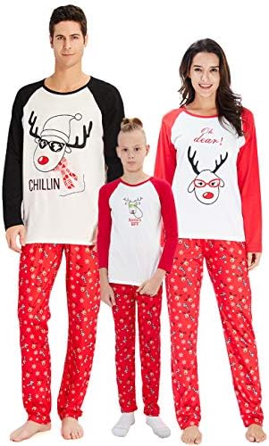 RAISERVEN Family Matching Christmas Loungewear Set Long Sleeve Pajamas Sleepwear Top Trousers Sets for Family Daddy MOM Babies
