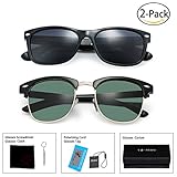 FEIDU Fashion 2 Pairs of Polarized Sunglasses Outdoor Driving Unisex Eyewear (black/bright green, black)