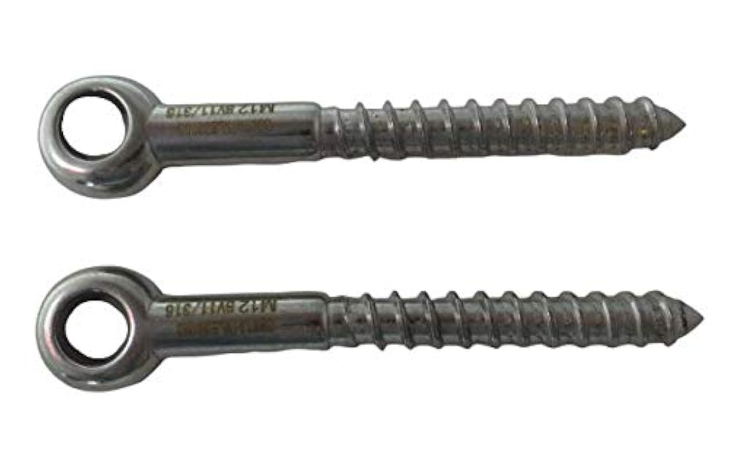 2 Pieces Stainless Steel 316 M12 Lag Screw Eye Bolt Forged 12mm x 100mm Marine Grade