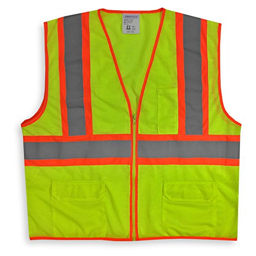 JORESTECH Safety Vest ANSI/ISEA 107-2015, Class 2 Type R, Two Tone, Three Pockets, 100% Polyester Mesh Vest (S/M) (S - M, Lime)