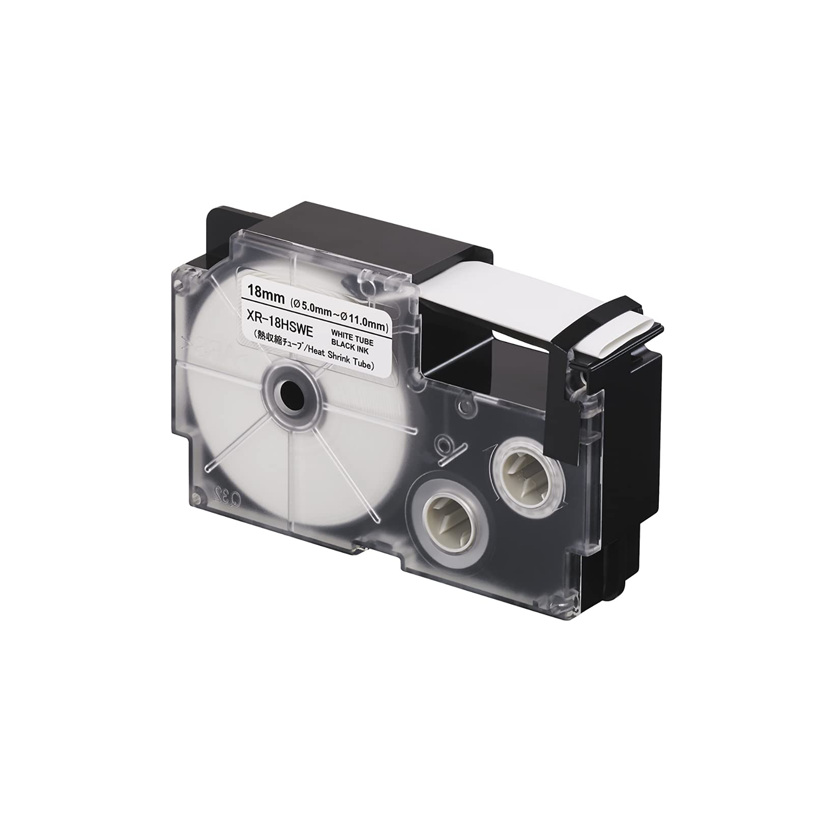 CASIO EZ-Label Printer XR-18HSWE Label Tape Heat Shrink Tube for Cable 5.0-11.0 mm 18 mm x 2.5 m Black on White