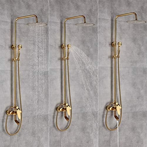 Shower Head General Purpose Handheld Shower Round Golden Bathroom Mixers Faucet Wall Mounted With Hand Bathroom Column Tap Easy To Install Classic And Durable Suitable For All Bathrooms