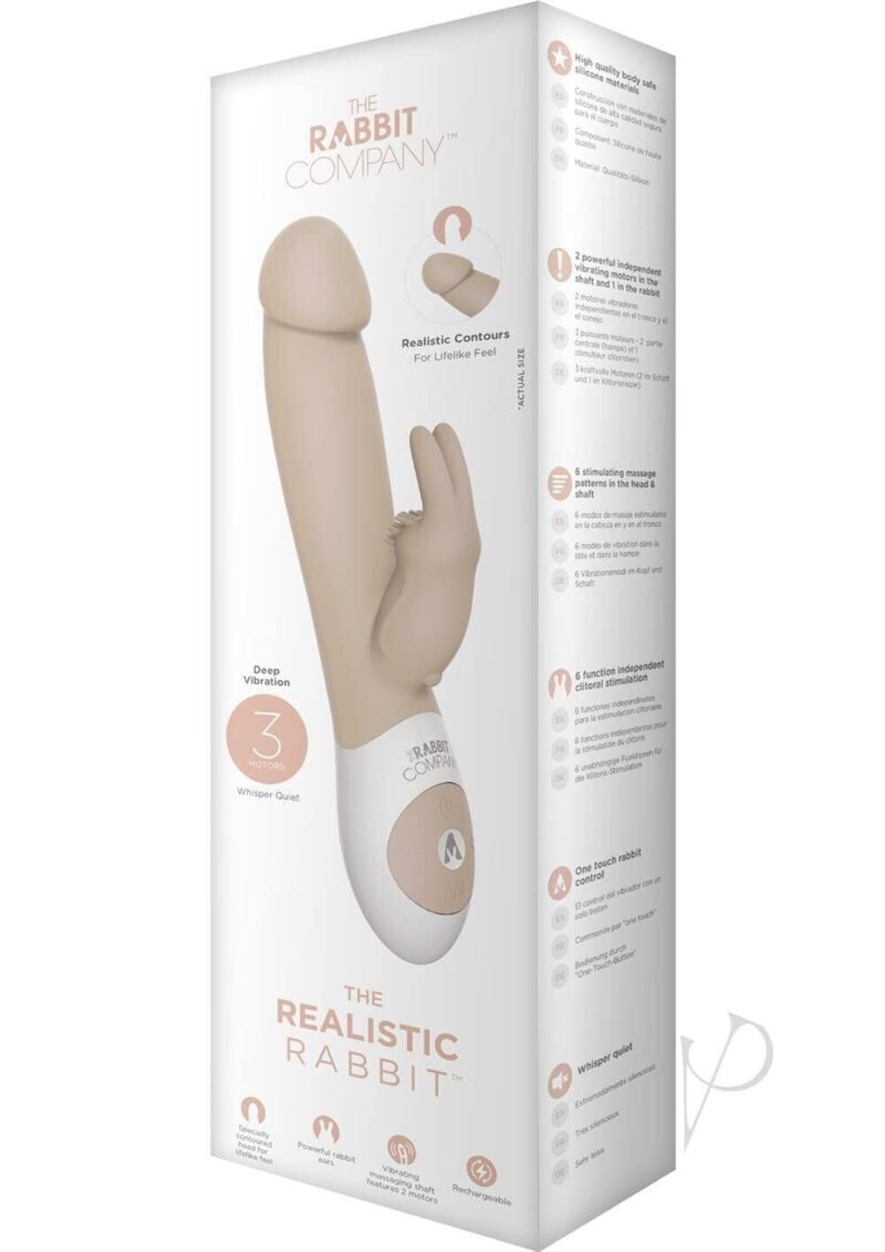 The Rabbit Company Realistic Vibrator, One Size, Rabbit Flesh