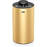 Waterless Essential Oil Diffuser Battery Operated Cordless Aromatherapy Diffuser with Timing & 3 Mist Levels car Diffuser,Black Aluminum Alloy (Gold)