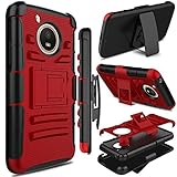 Motorola Moto E4 Case, Moto E 4th Generation Case, Zenic Full-body Heavy Duty Shockproof Protective Hybrid Case Cover with Swivel Belt Clip and Kickstand for Moto E4 / G5 (Red/Black)