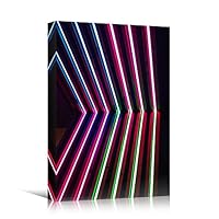 Canvas Wall Art Assorted Lights I Abstract Abstract Colorful Hallway Industrial Lights Mixed Media Multicolor Neon - 12x18 inches
