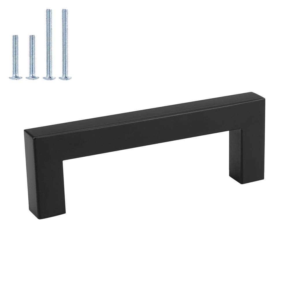 Photo 1 of homdiy 30 Pack Cabinet Pulls 4 Inch Black Kitchen Cabinet Handles Stainless Steel Drawer Dresser Pulls Drawer Handles Stainless Steel Dresser Hardware Center to Center 102mm Square Bar Hardware