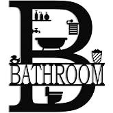 XORT Metal Bathroom Wall Decor, Farmhouse Metal Bathroom Wall Art, Funny Bathroom Sign for Modern Home Hanging Decorations (Black - 12 x 14 inch)