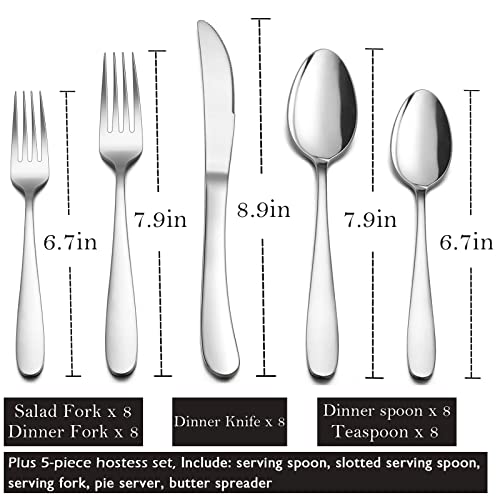 Heavy Duty Silverware Set with Serving Utensils, HaWare 45 Pieces