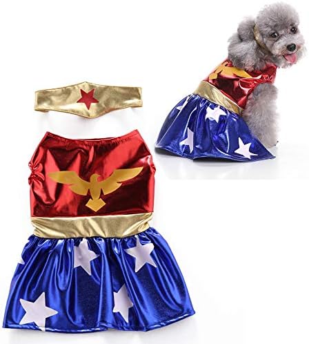 JLCYYSS Pet Dog Costume,Halloween Pet Cosplay Costumes,Wonder Woman