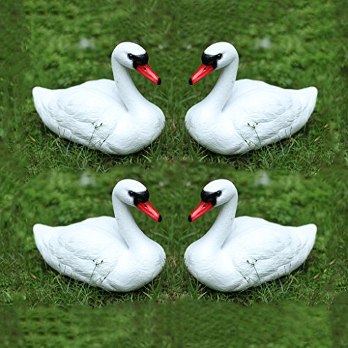 MonkeyJack 4x Full Size White Swan Decoy for Hunting &Fishing Floating Swan Scarecrow