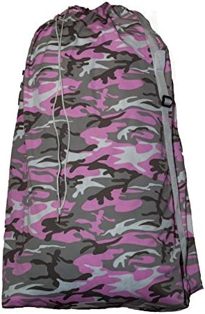 Pink Camo Commercial Grade Large Laundry Bag, With Shoulder Strap, 30 X 40 Inches, 100% Nylon with Reinforced Stiching
