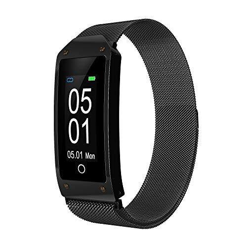 Sunward Sports Heart Rate/Sleep Monitor Fitness Tracker Smart Watch Wrist Band Bracelet, Pedometer Watch for Women and Men (Black)