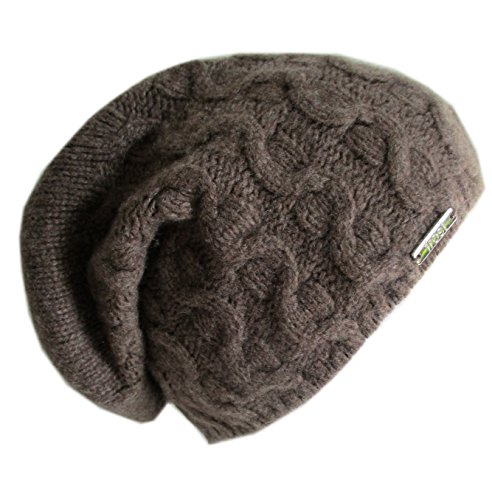 Frost Hats Luxurious Cashmere Slouchy Cable Beanie CSH-735 (Brown)