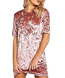 Women's Sexy Short Sleeve Sleeveless Velvet Casual T Shirt Mini Shift Dress