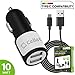 Galaxy S8 Active - High Power 2.1A / 10 Watt Dual USB Port Car Charger with Type C (USB-C) to USB Cable [4 feet] and Atom LED for Samsung Galaxy S8, S8+ Plus, S8 Active, Note 8