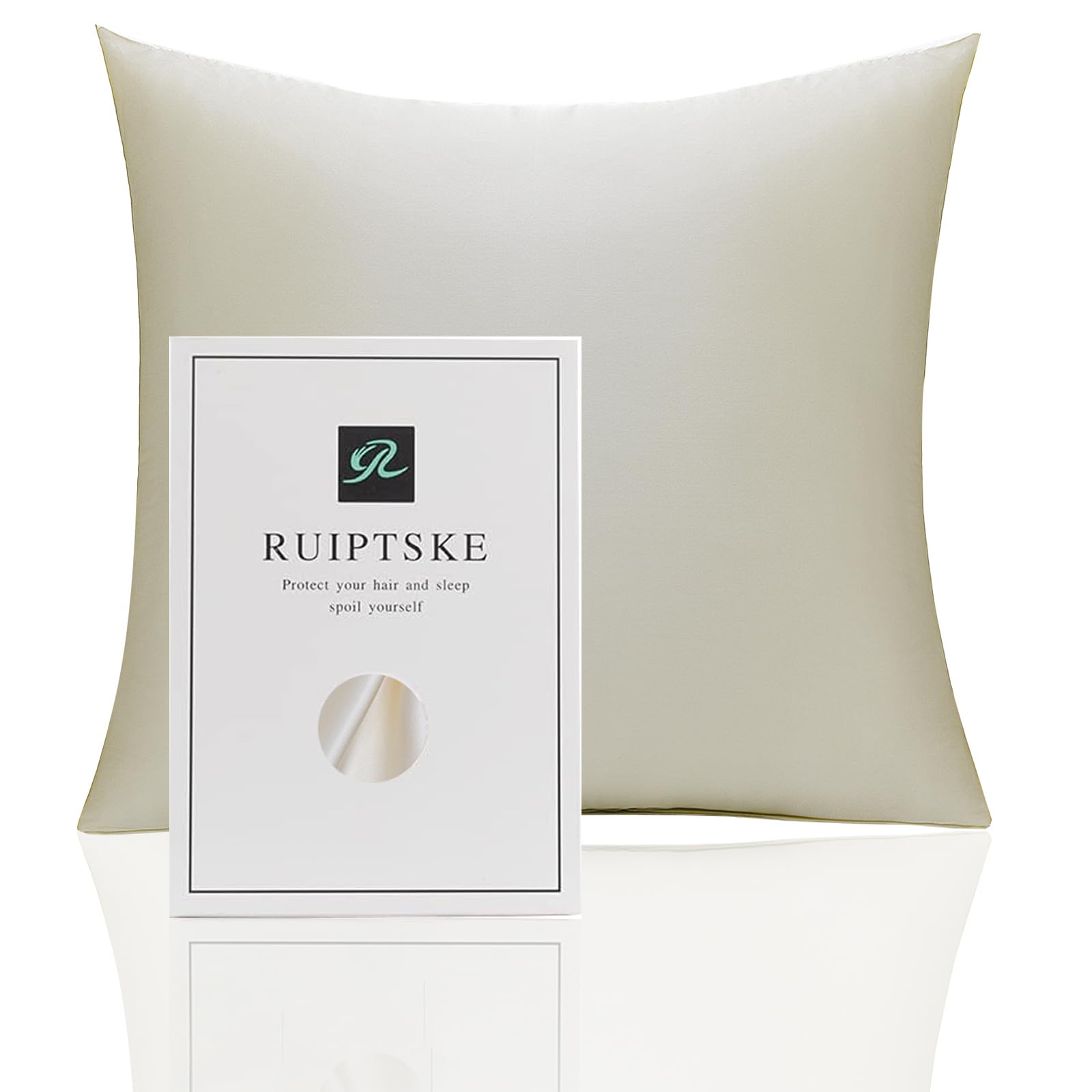 Oeko-TEX® Certified Silk Pillowcase for 100% Silk Pillow 22 Momme Certified Hair and Skin Benefits Anti Aging, Anti Dust Mite (65 x 65 cm, Beige)