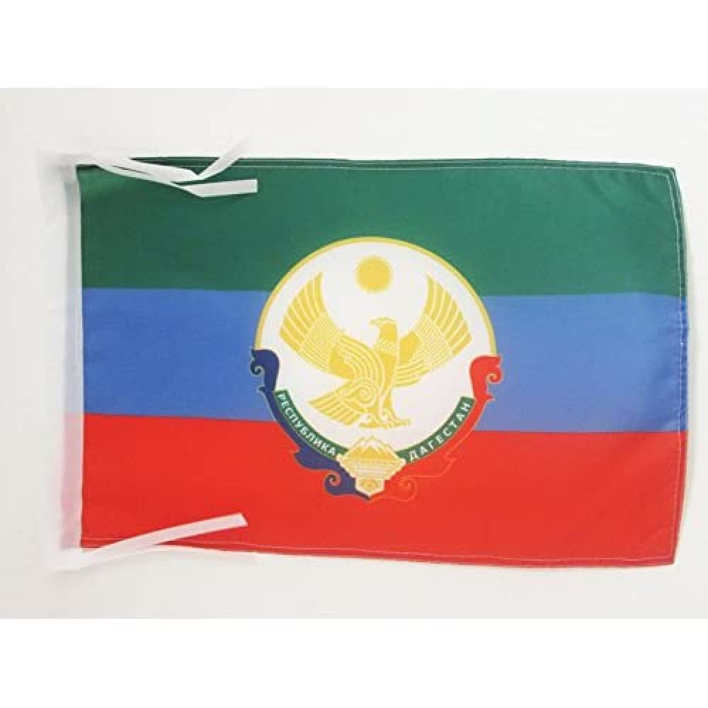 AZ FLAG - Republic of Dagestan Flag - 18'' x 12'' - 100% Polyester Russia - Russian Small Banner with Two Cords - Fade Resistant - Vivid Colors - 18x12 in - 45x30 Cm