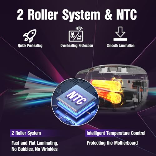Laminator Machine, 9-Inch Letter Size Laminating Machine with 15 Laminating Pouches for Small Desktop, 4 in 1 Never Jam Thermal Laminator with Trimmer Corner Rounder for Office School Home