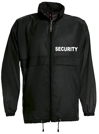 SECURITY-WINDBREAKER/REGENJACKE bedruckt mit'SECURITY' Grösse S, schwarz, wasserdicht, Kapuze