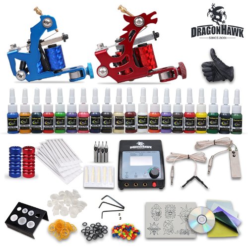 Complete Tattoo Kit 2 machine Gun 20 Color Inks Power Supply image