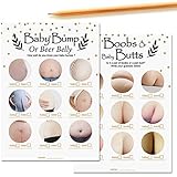 2 in 1 Beer Belly or Pregnant Bump Fun Baby Shower Game, 30 Cards for Each Game with Answer Keys, Gender Neutral Boy or Girl, Fun Baby Shower Games Favors, Funny Activity Question at Reveal Bundle