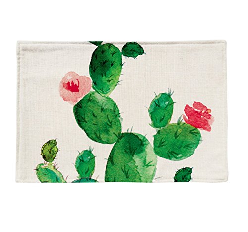 Placemat Ttopper Table Mat Washable Cactus Pattern Placemat Cotton Linen Table Mats Set of 4 - Thumbnail 4
