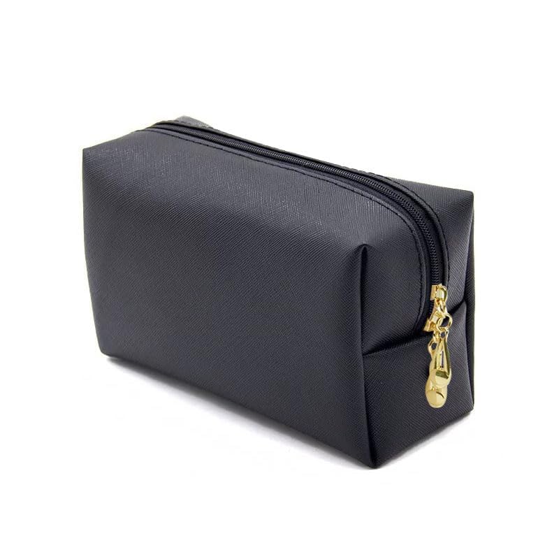 Large Capacity Travel Cosmetic Bag Women, Waterproof Portable PU Leather Toiletry Bag, Multifunctional Travel Toiletry Bag Makeup Organizer Storage Bag for Women（Small-Black）