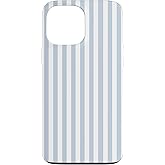 White and Light Blue Striped Geometric Line Pattern Case for iPhone 13 Pro Max