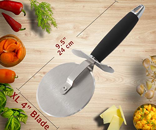 SOLEADER Large Pizza Cutter Wheel,4 Inch Blade,Food-grade Stainless Steel, Heavy Duty, Sharp, Non-slip Handle - Thumbnail 4