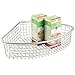 mDesign Farmhouse Metal Kitchen Cabinet Lazy Susan Storage Organizer Basket with Front Handle - Large Pie-Shaped 1/4 Wedge, 4.4